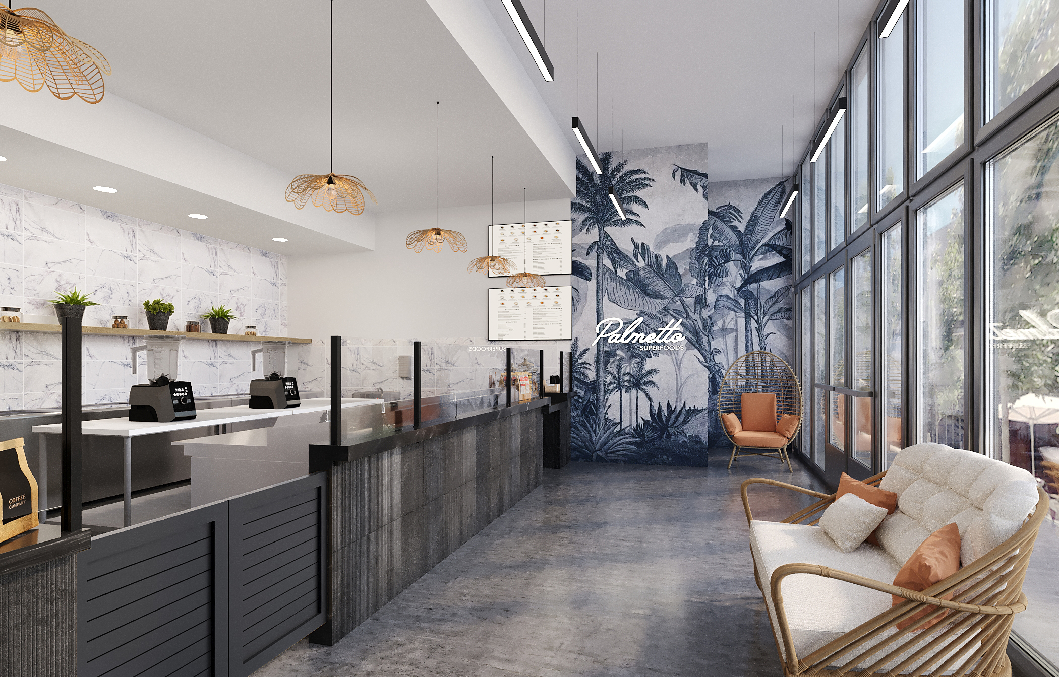 Modern kitchen design with stone worktop — Palmetto San Ramon project, San Ramon CA